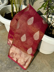 Banarasi tissue crushed Katan silk fabric saree - Eshana Collections