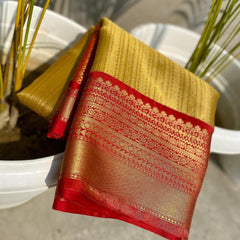 Banarasi Kanchipuram Zari Tissue Vaskat Saree - Eshana Collections