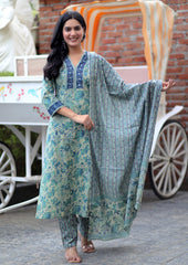 Printed kurti with hand sequence work with cotton - Eshana Collections