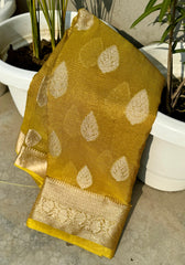 Banarasi tissue crushed Katan silk fabric saree - Eshana Collections