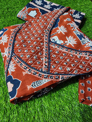 Printed long gown Kurti with pants and dupatta - Eshana Collections