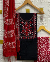 Silk with slub batik patch work suit - Eshana Collections