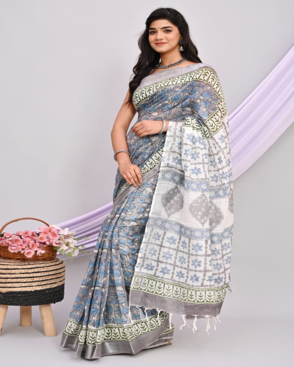 Linen Cotton Sarees - Eshana Collections
