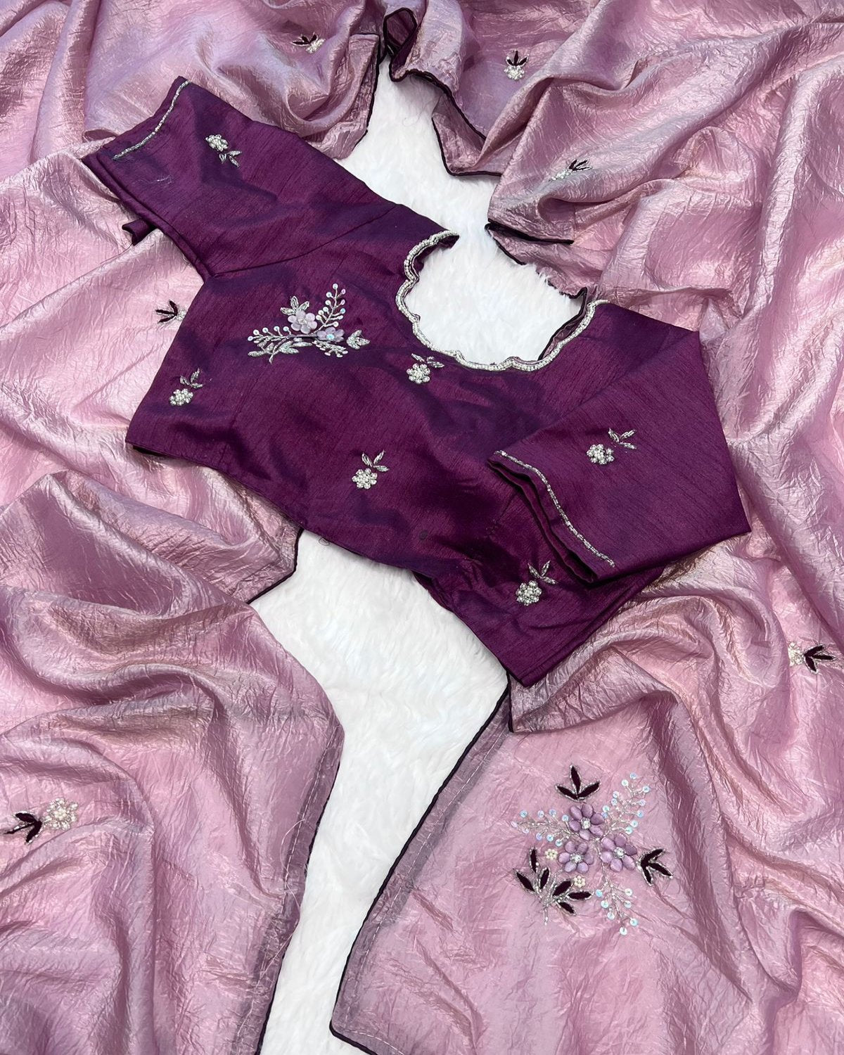 Premium Glass Tissue Gold Saree - Eshana Collections