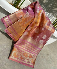 Banarasi tissue crushed Katan silk fabric saree - Eshana Collections