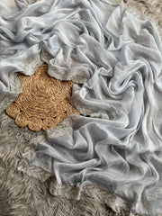 Pure Shimmer Saree With Jarkan Lace Border - Eshana Collections