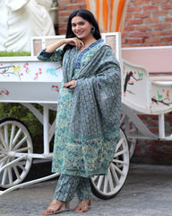 Printed kurti with hand sequence work with cotton - Eshana Collections