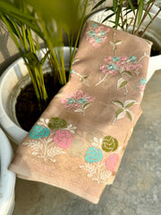 Stylish Banarasi handloom tissue embroidered flower design saree - Eshana Collections