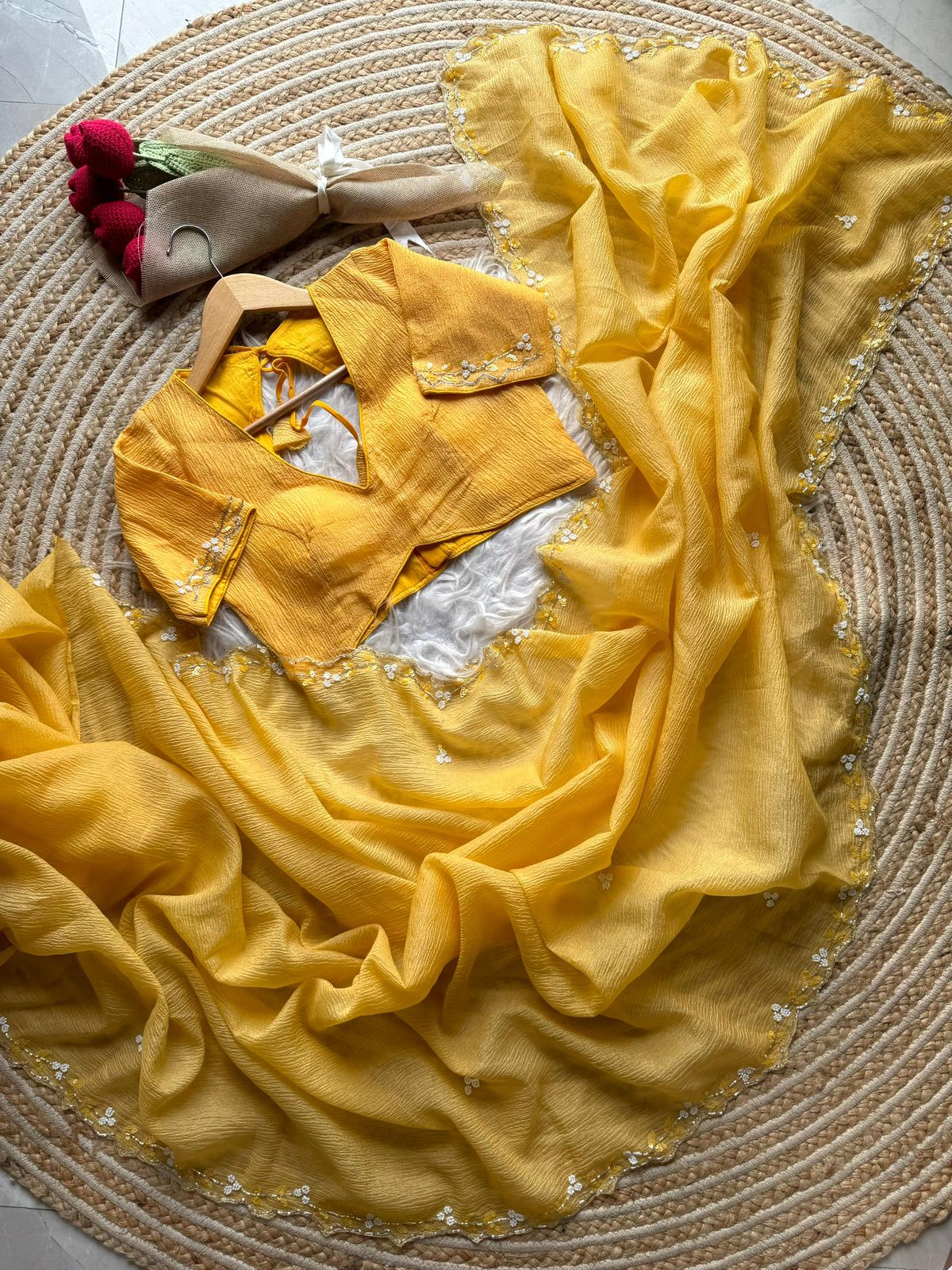 Candy tissue crushed sarees - Eshana Collections