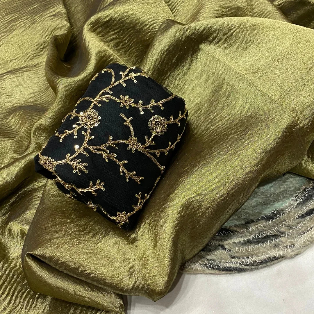 Black and gold saree - Eshana Collections