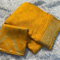 Beautiful Chinon Crepe Sarees | Designer Blouse Included - Eshana Collections