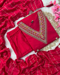 Red chudidhar/ salwar - Eshana Collections