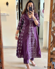 Purple anarkali suit set - Eshana Collections