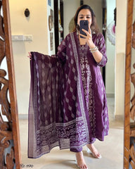 Purple anarkali suit set - Eshana Collections