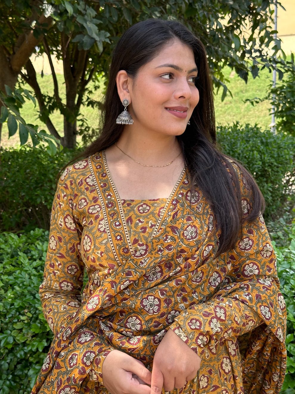 Mustard yellow anarkali suit - Eshana Collections