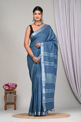 Plain linen sarees - Eshana Collections