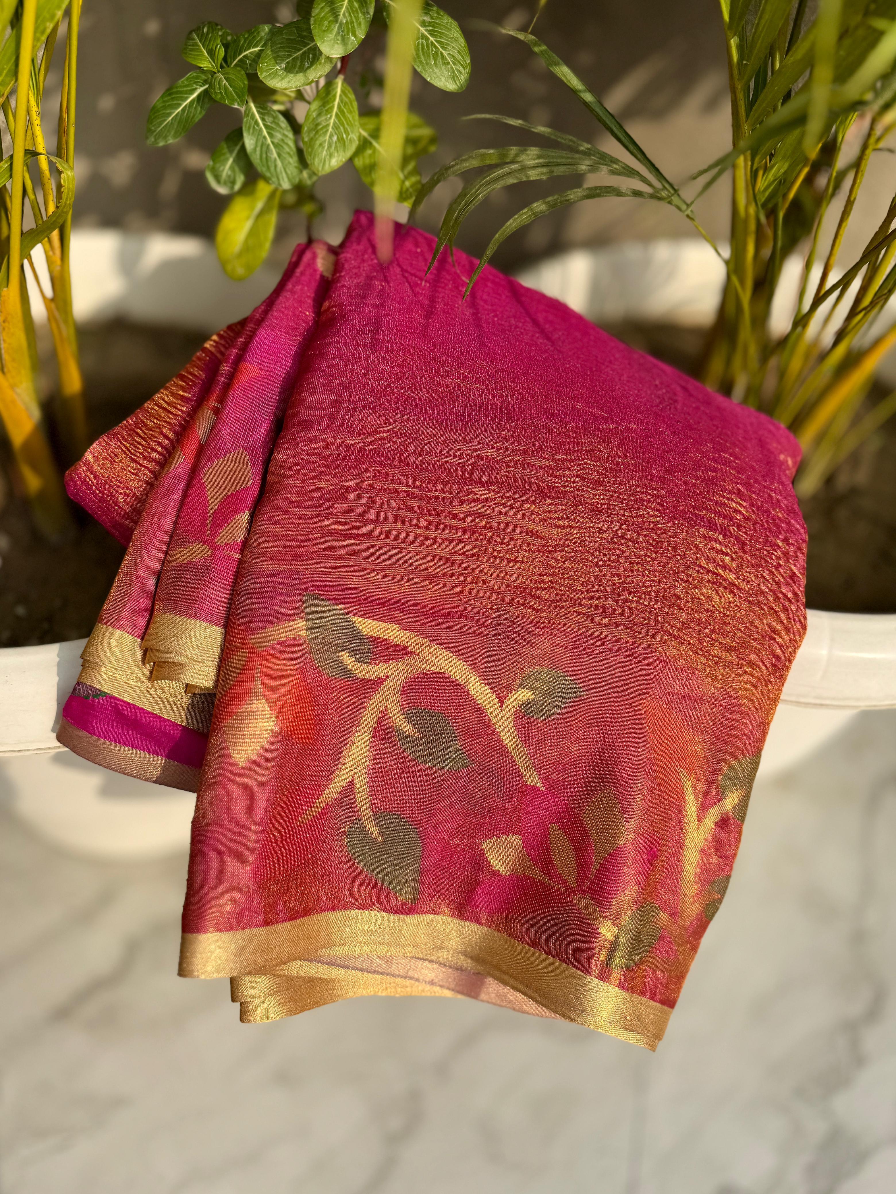 Tissue crushed sarees - Eshana Collections