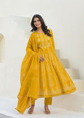 Pure cotton anarkali salwar kameez set - Eshana Collections