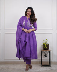 Cotton anarkali sets / bright in purple