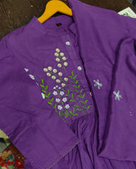 Cotton anarkali sets / bright in purple