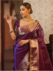 Dazzling Tissue silk saree in purple 💜