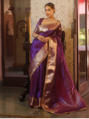 Dazzling Tissue silk saree in purple 💜