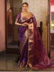 Dazzling Tissue silk saree in purple 💜