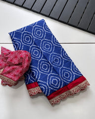 Cotton Saree With Elegant Kalamkari Print All over - Eshana Collections