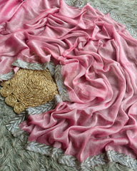 Pure Shimmer Saree With Jarkan Lace Border - Eshana Collections