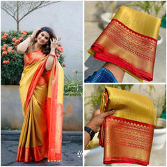 Banarasi Kanchipuram Zari Tissue Vaskat Saree - Eshana Collections
