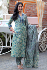 Printed kurti with hand sequence work with cotton - Eshana Collections