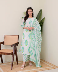 Cotton Kurti palazzo and dupatta set - Eshana Collections