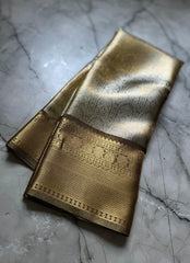 Golden semi Kanjivaram Tissue silk saree - Eshana Collections