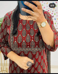 Cotton suit/ salwar in ajrakh prints - Eshana Collections