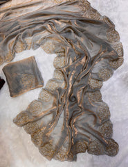 Designer satin crepe sarees - Eshana Collections