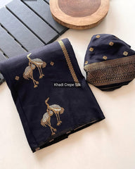 Khadi crepe silk saree - Eshana Collections