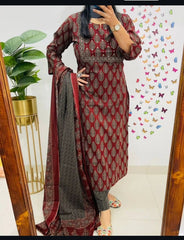 Cotton suit/ salwar in ajrakh prints - Eshana Collections