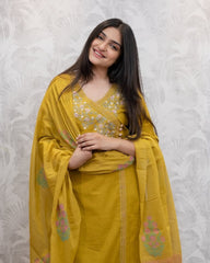 Salwar kameez/ chudidhar suit/ yellow colour - Eshana Collections