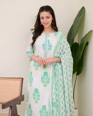 Cotton Kurti palazzo and dupatta set - Eshana Collections
