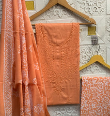 Cotton dress material with embroidery - Eshana Collections