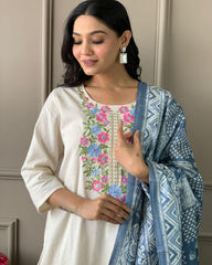 White colour designer salwar suit - Eshana Collections