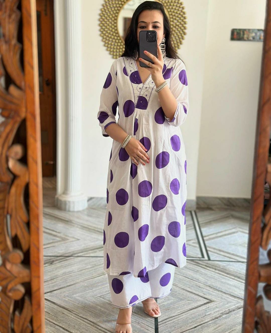 Cotton co-ords in white colour - Eshana Collections