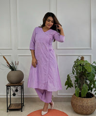 Cotton chikankari kurti and pant - Eshana Collections