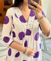 Cotton co-ords in white colour - Eshana Collections