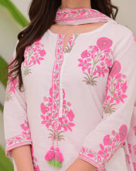 Cotton Kurti palazzo and dupatta set - Eshana Collections