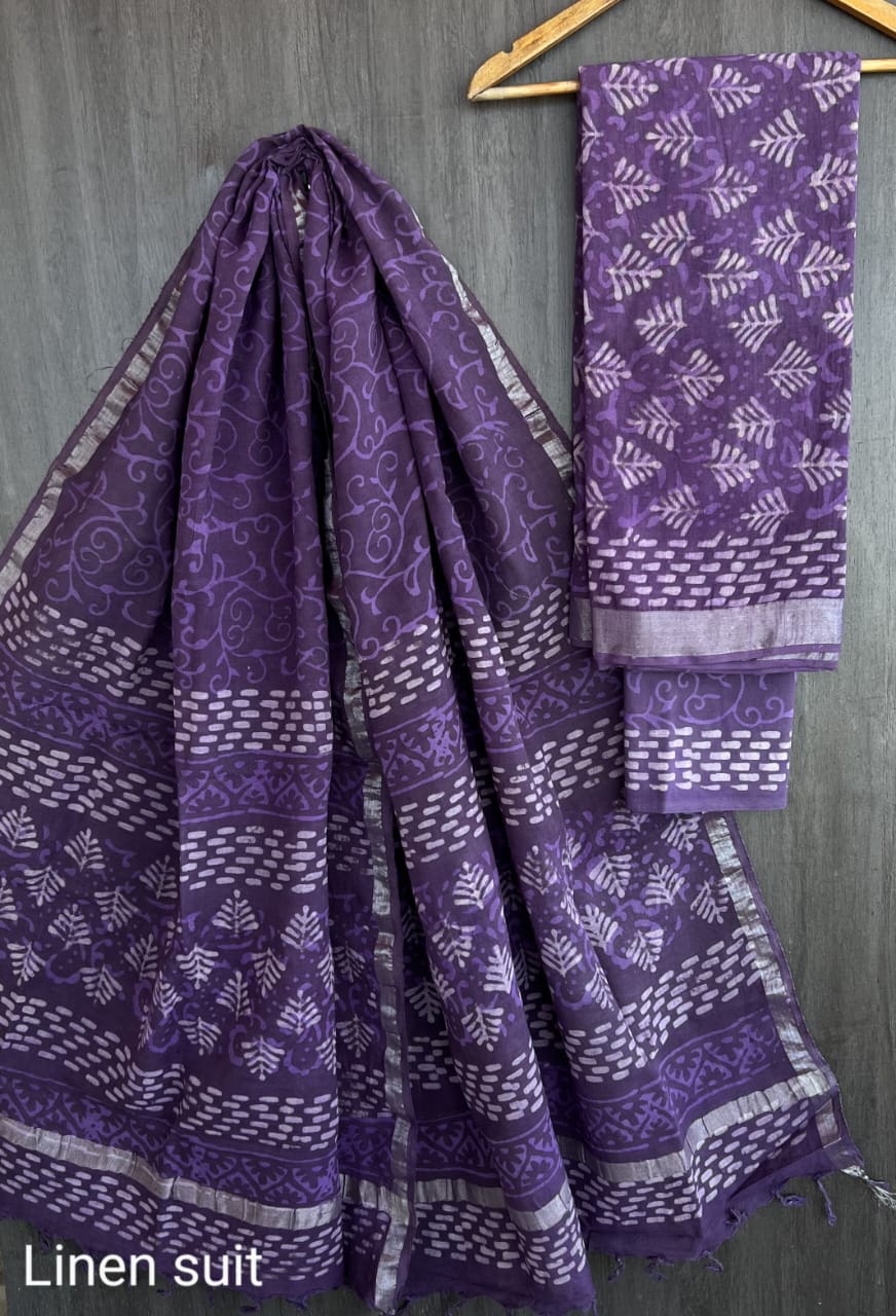 Pure linen salwar kameez material - Eshana Collections