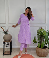 Cotton chikankari kurti and pant - Eshana Collections