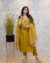 Salwar kameez/ chudidhar suit/ yellow colour - Eshana Collections
