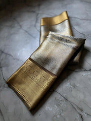 Golden semi Kanjivaram Tissue silk saree - Eshana Collections