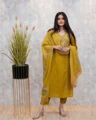 Salwar kameez/ chudidhar suit/ yellow colour - Eshana Collections
